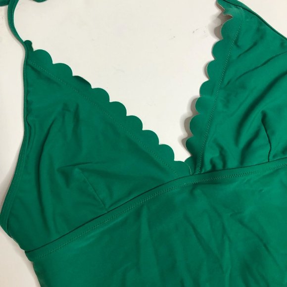 J. Crew Factory One Piece Swimsuit Scallops Green - Picture 3 of 6